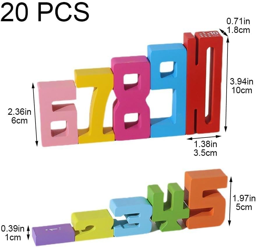 Smart Wooden Number Building Blocks STEM Wooden Cognitive Developmental Toys