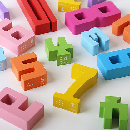 Smart Wooden Number Building Blocks STEM Wooden Cognitive Developmental Toys