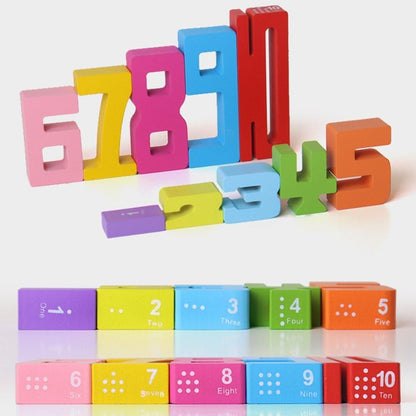 Smart Wooden Number Building Blocks STEM Wooden Cognitive Developmental Toys